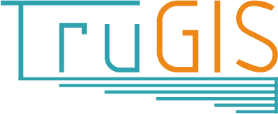 TruGIS logo in aqua and vivid orange, representing innovative, sustainable geospatial supply chain solutions.