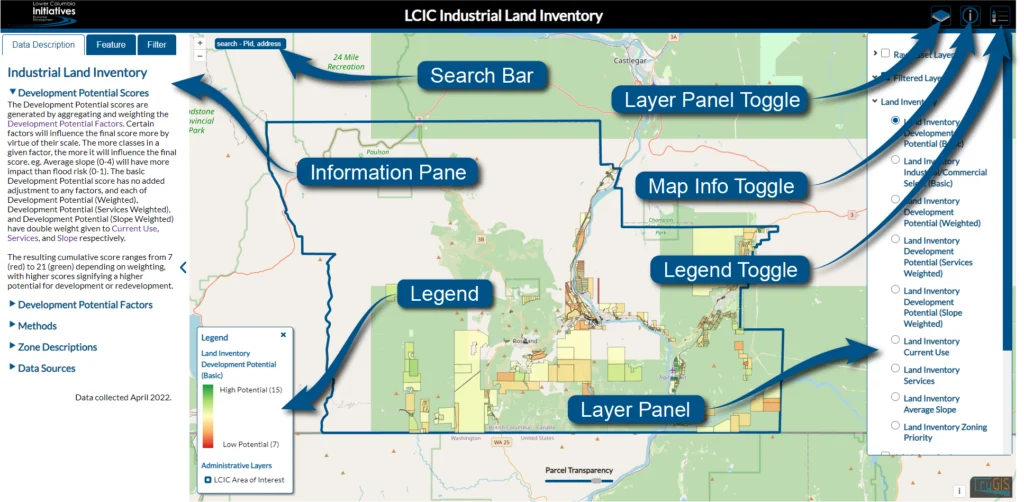 Land Inventory Map, Main Overview: Powerful Economic Asset Layers for Location Decisions, Strengthening Industries and Empowering Economic Organizations, Businesses, and Government
